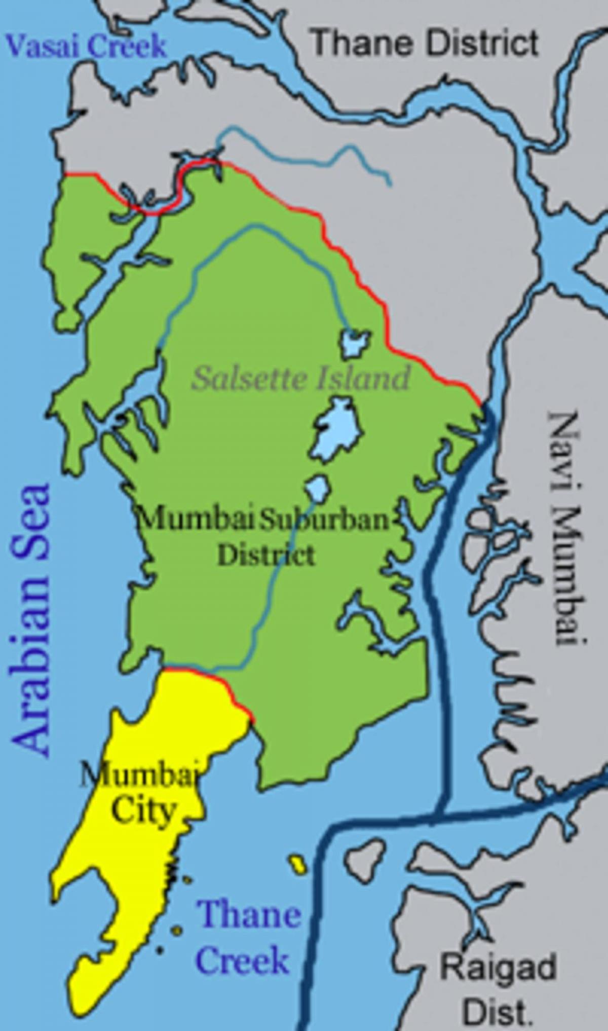 مومباي - خريطة منطقة بومباي