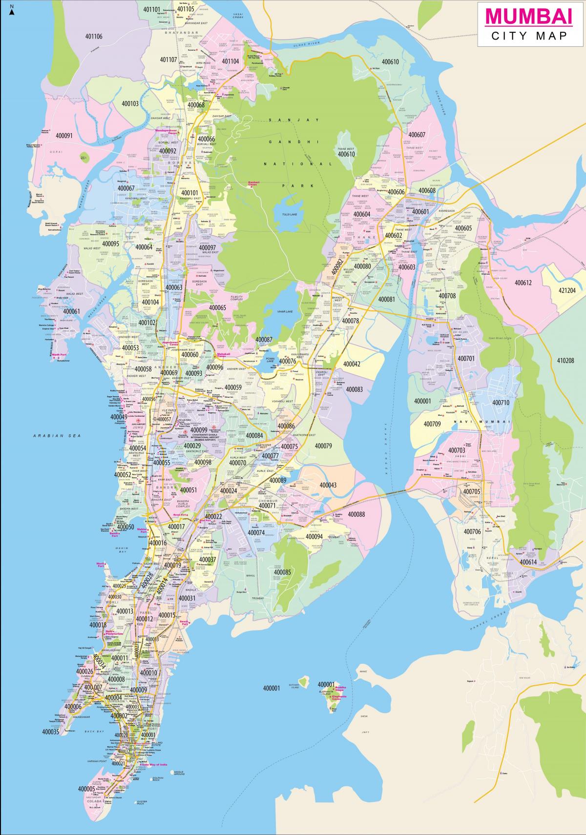 مومباي - بومباي خريطة الرموز البريدية