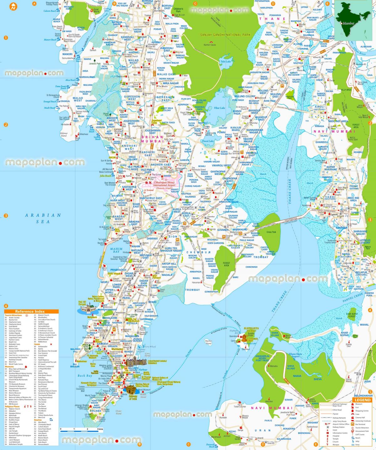مومباي - خريطة بومباي لمشاهدة المعالم السياحية